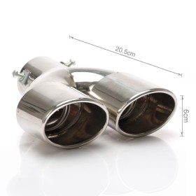 Tubo di Scarico per Auto Terminale Di Scarico Universale Cromato In Acciaio Inossidabile Doppio D6cm X L20,5cm