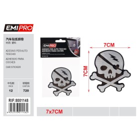 2 PZ Adesivo per Auto Forma Cranio 7x7cm Resistente all' Autolavaggio Per Auto Scooter Camion