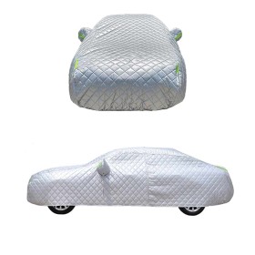 Telo Copriauto Antigrandine e Antivento Copertura Impermeabile per Carrozzeria Auto con Cerniera Strisce Fluorescenti Inspessito con Cotone 4x1,6x1,2m Taglia S