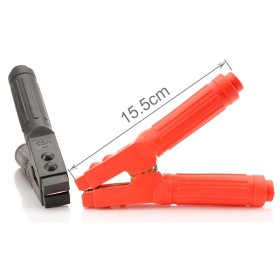 Set di 2 Pinze a Coccodrillo per Batteria/Avviamento - Rosso (Positivo) e Nero (Negativo) - Lunghezza 155mm per Automobili, Moto e Furgoni