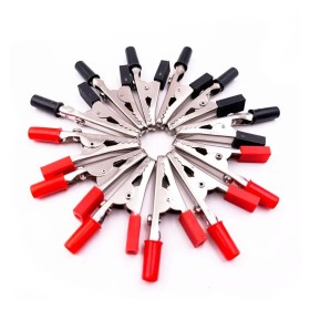 Set da 2 Pinze a Coccodrillo Rosso e Nero, Adatto per la Bassa Tensione e Supporto Massimo 10A