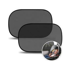 2 Pezzi Tendina Parasole Laterale Auto In PVC 44X38cm Colore Nero
