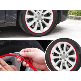 Striscia Adesiva Cerchi Auto Moto Profilo Rosso Adesivo Decorativo Paraurti Rotolo da 8 Metri