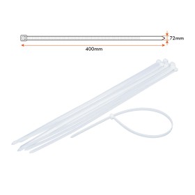 25 Fascette Cablaggio Stringicavo 400X7,2mm Colore Bianca Per Legare Fili Cavi Fino Diametro Massimo di 105mm