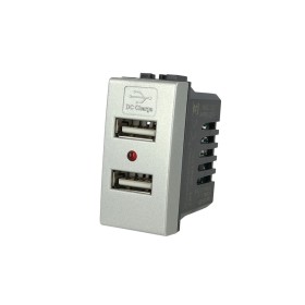 SANDASDON Modulo Caricatore 2 Porte USB 2,1A Grigio Compatibile Con Bticino Living