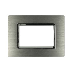 SANDASDON Placca Elegance 3M In Metallo Satinato Colore Argento Ossidato Compatibile Con Bticino Matix
