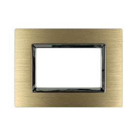 SANDASDON Placca Elegance 3M In Metallo Satinato Colore Oro Compatibile Con Bticino Matix