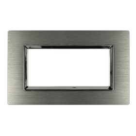 SANDASDON Placca Elegance 4M In Metallo Satinato Colore Argento Ossidato Compatibile Con Bticino Matix