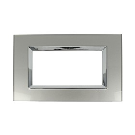 SANDASDON Placca Elegance In Vetro Cristallo Plexiglass Lucido 4M Titanio Compatibile Con Bticino Matix