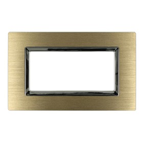 SANDASDON Placca Elegance 4M In Metallo Satinato Colore Oro Compatibile Con Bticino Matix