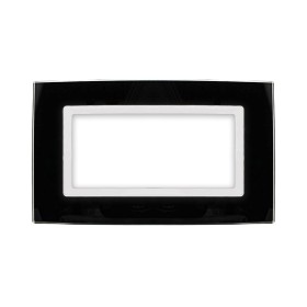 SANDASDON Placca Elegance In Vetro Cristallo Plexiglass Lucido 4M Nero Compatibile Con Bticino Matix
