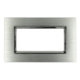 SANDASDON Placca Elegance 4M In Metallo Satinato Colore Argento Compatibile Con Bticino Matix