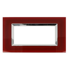 SANDASDON Placca Elegance In Vetro Cristallo Plexiglass Lucido 6M Rosso Pompeiano Compatibile Con Bticino Matix
