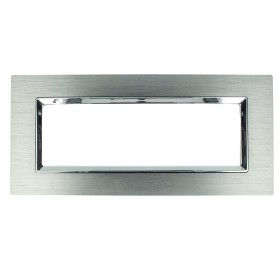 SANDASDON Placca Elegance 6M In Metallo Satinato Colore Argento Compatibile Con Bticino Matix