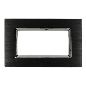 SANDASDON Placca Reflex 4M In Metallo Satinato Colore Nero Compatibile Con Con Bticino Living