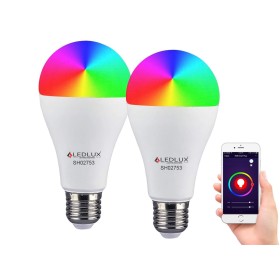 2 Pezzi Lampade Led E27 Wifi Smart A65 15W 1500lm RGB + CCT APP Tuya Compatible Con Alexa e Google Home