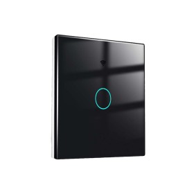 Interruttore Wifi Da Parete 86X86 Pannello Touch 1 Tasto Colore Nero WiFi + RF 433 Compatibile con Amazon Alexa e Google Home