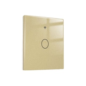 Interruttore Wifi Da Parete 86X86 Pannello Touch 1 Tasto Colore Oro WiFi + RF 433 Compatibile con Amazon Alexa e Google Home