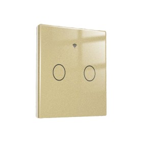 Interruttore Wifi Da Parete 86X86 Pannello Touch 2 Tasti Colore Oro WiFi + RF 433 Compatibile con Amazon Alexa e Google Home