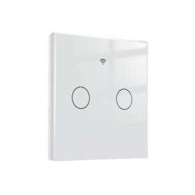 Interruttore Wifi Da Parete 86X86 Pannello Touch 2 Tasti Colore Bianco WiFi + RF 433 Compatibile con Amazon Alexa e Google Home