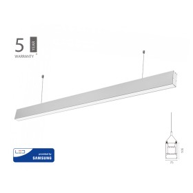 Lampada Led Lineare A Sospensione 60W Corpo Argento Doppia Illuminazione UP-DOWN Dimmerabile 1-10V SKU-378