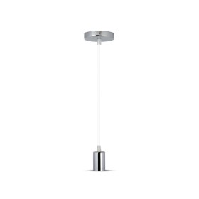 Lampada A Sospensione Cilindro in Metallo Cromato Attacco E27 Cavo Bianco SKU-3755