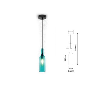 Lampadario a Sospensione Forma Bottiglia In Vetro Colore Blu Attacco E14 Per Ristorante Sushi Bar SKU-3768