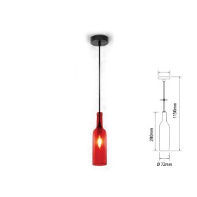 Lampadario a Sospensione Forma Bottiglia In Vetro Colore Rosso Attacco E14 Per Ristorante Sushi Bar SKU-3769