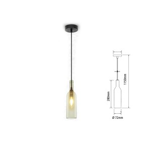 Lampadario a Sospensione Forma Bottiglia In Vetro Colore Trasparente Attacco E14 Per Ristorante Sushi Bar SKU-3771