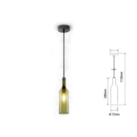 Lampadario a Sospensione Forma Bottiglia In Vetro Colore Grigio Attacco E14 Per Ristorante Sushi Bar SKU-3775
