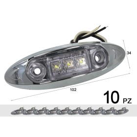 10 Pezzi Fanali Laterali Led 24V 12V Bianco Freddo Per Luci Ingombro Cortesia Targa Cupola Cappa Camper Trattore Autocarro Barca