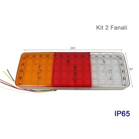 Kit Fanali Led Posteriori 24V 12V Con Luci Posizioni Stop Frecce Retromarcia 4 In 1 Per Camion Rimorchio Furgone