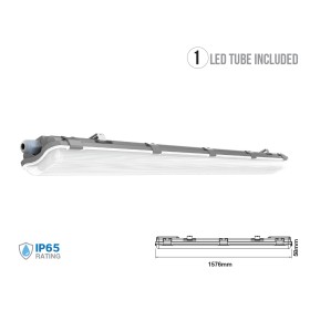 Plafoniera 150cm Con 2 Tubi Led Da 22W Incluso Bianco Neutro 4000K IP65 Tri Proof Led Lamp Light SKU-6388