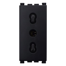 ETTROIT Presa Bipasso Bivalente 2P+T 10/16A Colore Nero Compatibile Con Vimar Arke