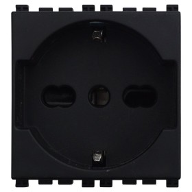 ETTROIT Presa Schuko 2P+T 16A Colore Nero Compatibile Con Vimar Arke