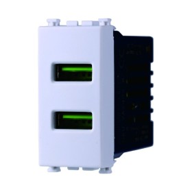 ETTROIT Modulo Presa Caricatore USB 5V 2,1A 2 Porte USB-A Colore Bianco Compatibile Con Vimar Arke