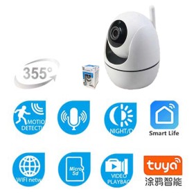 Telecamera di Sicurezza Wi-Fi 2MP Supporta 2.4 e 5Ghz Videocamera di Sorveglianza Regolabile 355 Sensore di Movimento Integrato Modello 7447
