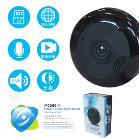 Telecamera WiFi 360° Fisheye HD 960p 2MP Telecamera di Sorveglianza Stanza Bimbo Salotto Interno Audio Bidirezionale Riproduzione Video