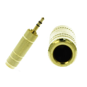 Convertitore Adattatore Audio Stereo da 3,5mm Maschio a 6,35mm Femmina Colore Oro