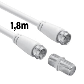 Cavo Sat Coassiale Connettore F su F con Adattatore Femmina-Femmina Incluso Cavo Antenna TV da 1.8m