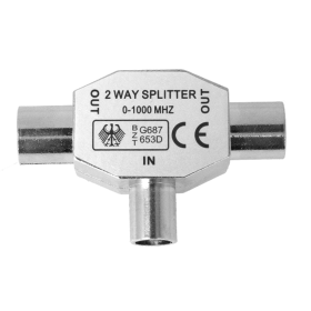 Sdoppiatore Splitter per Antenna TV in Metallo 1 Femmina 2 Maschi Distributore Derivatore Accoppiamento Antenna TV