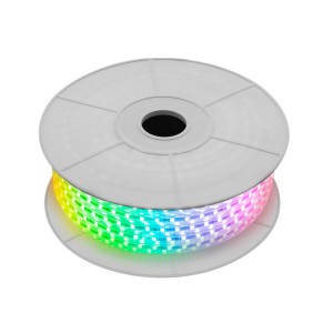 Bobina 100M Striscia Led 220V RGB IP65 Passo 10mm 9W/M Tagliabile 100cm 60 smd 5050/m