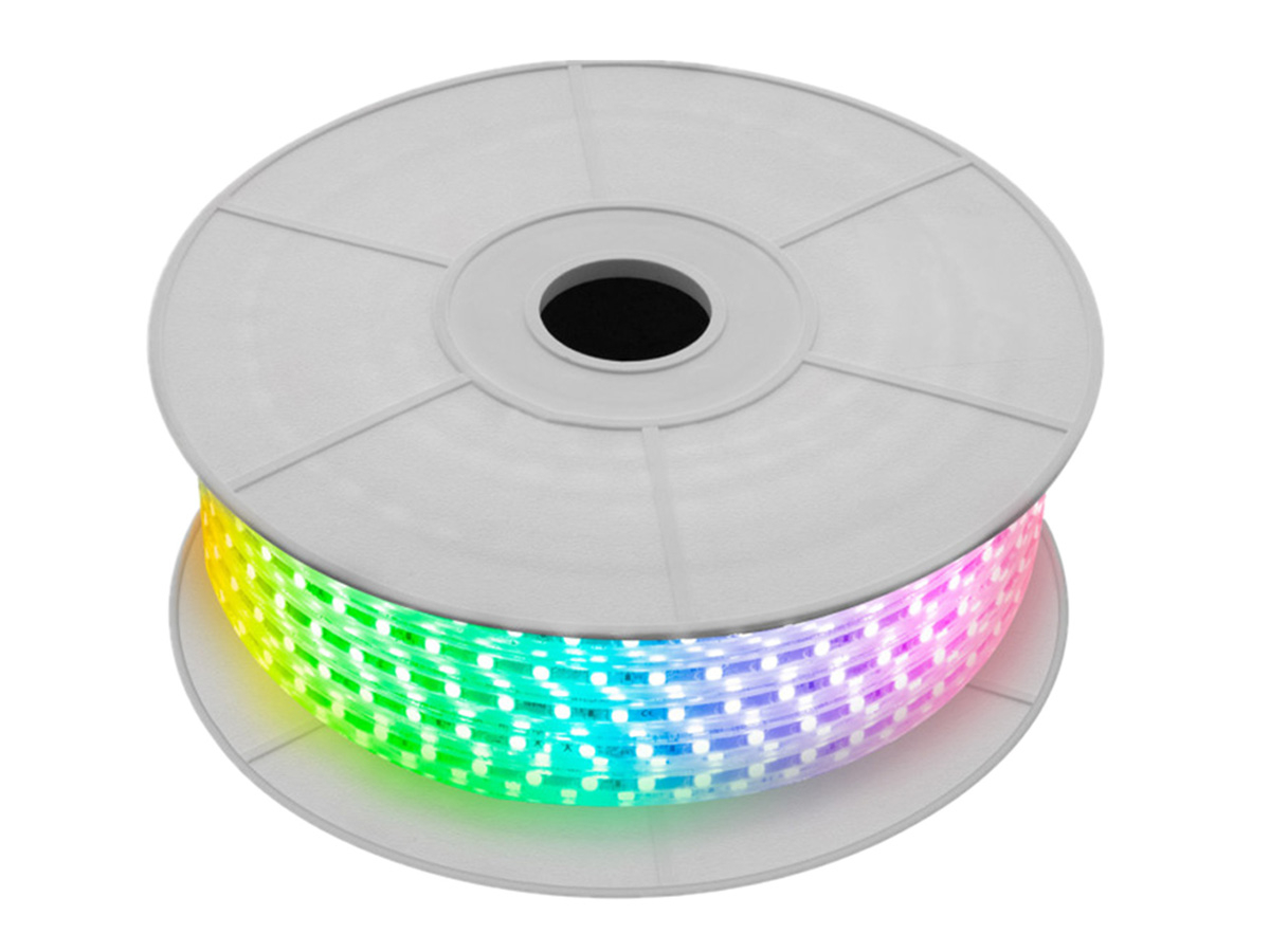 Bobina Striscia LED SMD 5050 RGB 220V Con Spina E Tubo Esterno Bianco - 1 Metro